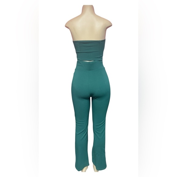 SET Elegant Black and Teal Jumpsuit Set - Picture 4 of 6